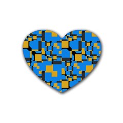 Blue Yellow Shapes Heart Coaster (4 Pack)