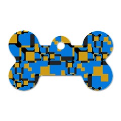 Blue Yellow Shapes Dog Tag Bone (one Side)