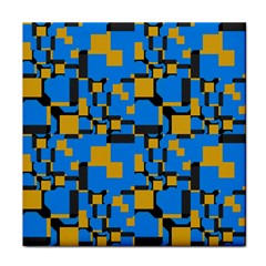 Blue Yellow Shapes Face Towel by LalyLauraFLM