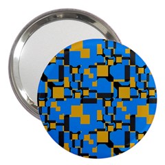 Blue Yellow Shapes 3  Handbag Mirror