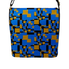 Blue Yellow Shapes Flap Closure Messenger Bag (l)