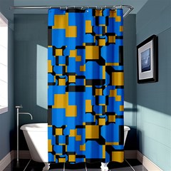 Blue Yellow Shapes	shower Curtain 36  X 72 