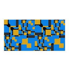 Blue Yellow Shapes Satin Wrap by LalyLauraFLM