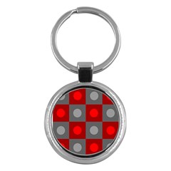 Circles In Squares Pattern Key Chain (round) by LalyLauraFLM