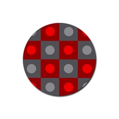 Circles In Squares Pattern Rubber Round Coaster (4 Pack)