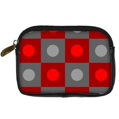 Circles In Squares Pattern Digital Camera Leather Case by LalyLauraFLM