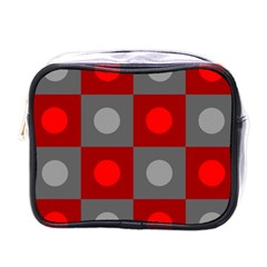 Circles In Squares Pattern Mini Toiletries Bag (one Side)