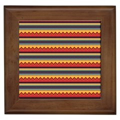 Waves And Stripes Pattern Framed Tile