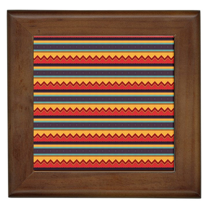 Waves and stripes pattern Framed Tile