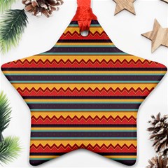 Waves And Stripes Pattern Star Ornament (two Sides) by LalyLauraFLM