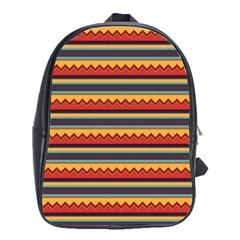 Waves And Stripes Pattern School Bag (large) by LalyLauraFLM