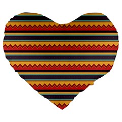 Waves And Stripes Pattern Large 19  Premium Heart Shape Cushion