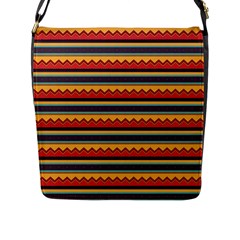 Waves And Stripes Pattern Flap Closure Messenger Bag (l) by LalyLauraFLM