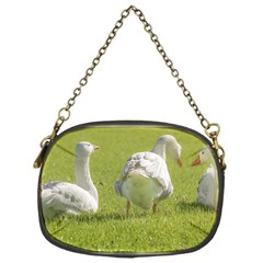 Group Of White Geese Resting On The Grass Chain Purses (one Side)  by dflcprints