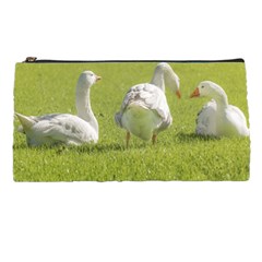 Group Of White Geese Resting On The Grass Pencil Cases by dflcprints