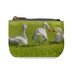 Group Of White Geese Resting On The Grass Mini Coin Purses by dflcprints