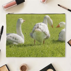 Group of White Geese Resting on the Grass Cosmetic Bag (XL)