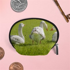 Group Of White Geese Resting On The Grass Accessory Pouches (small) 