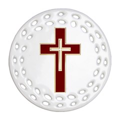 Red Christian Cross Ornament (round Filigree)