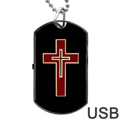 Red Christian Cross Dog Tag Usb Flash (one Side) by igorsin