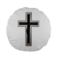 Red Christian Cross Standard 15  Premium Flano Round Cushion 