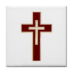 Red Christian Cross Tile Coaster by igorsin