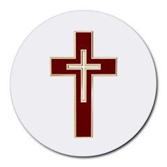 Red Christian Cross Round Mousepad by igorsin