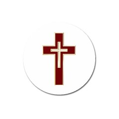 Red Christian Cross Magnet 3  (round)