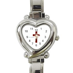 Red Christian Cross Heart Italian Charm Watch