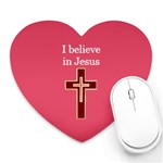 Red Christian cross Heart Mousepad Front