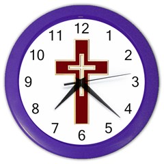 Red Christian Cross Color Wall Clock by igorsin