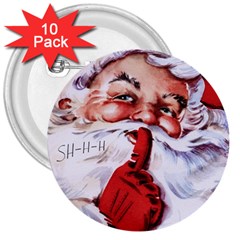 Christmas Santa 3  Button (10 Pack)