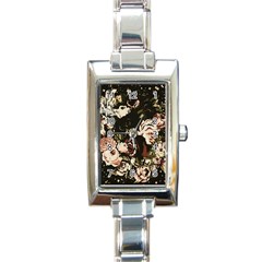 Dark Roses Rectangle Italian Charm Watches by LovelyDesigns4U