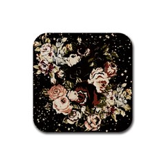 Dark Roses Rubber Square Coaster (4 Pack)  by LovelyDesigns4U