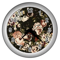 Dark Roses Wall Clocks (silver) 