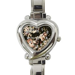 Dark Roses Heart Italian Charm Watch