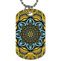 Blue Floral Fractal Dog Tag (one Side)