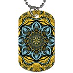 Blue floral fractal Dog Tag (Two Sides) Front