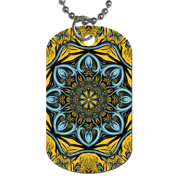 Blue floral fractal Dog Tag (Two Sides)