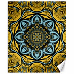 Blue Floral Fractal Canvas 11  X 14   by igorsin