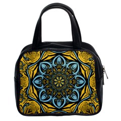 Blue Floral Fractal Classic Handbags (2 Sides) by igorsin