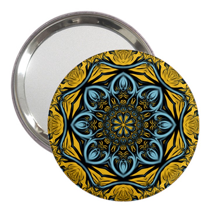 Blue floral fractal 3  Handbag Mirrors