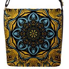 Blue Floral Fractal Flap Messenger Bag (s)