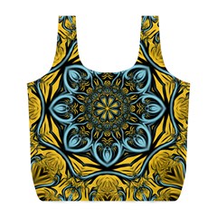 Blue Floral Fractal Full Print Recycle Bags (l)  by igorsin