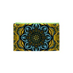 Blue Floral Fractal Cosmetic Bag (xs)