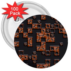 Brown Pieces 3  Button (100 Pack)