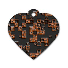 Brown Pieces Dog Tag Heart (two Sides)