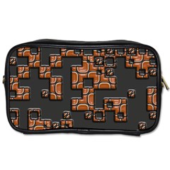 Brown Pieces Toiletries Bag (one Side) by LalyLauraFLM