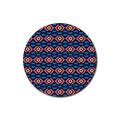 Rhombus  Pattern Rubber Round Coaster (4 Pack)