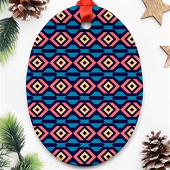 Rhombus  Pattern Oval Ornament (two Sides) by LalyLauraFLM